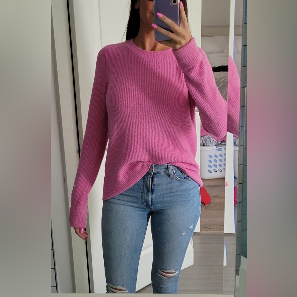 Halogen Barbie Pink Crew Neck Sweater